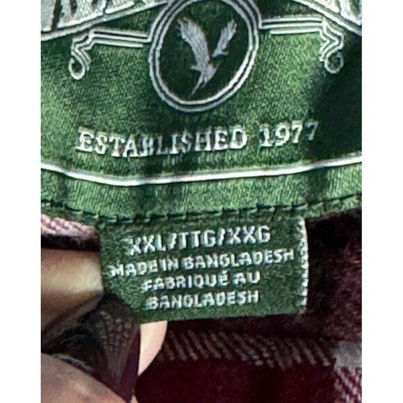 American Eagle Men's Sz XXL Red White Black Plaid Flannel Button Up Shirt - Picture 5 of 8